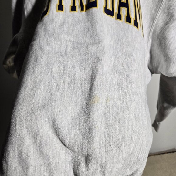 Vintage ND Champion Notre Dame Grey Crewneck Sweatshirt Large - Picture 3 of 11